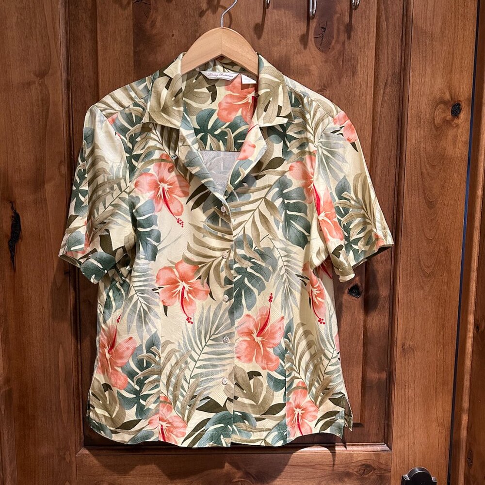 Tommy Bahama Women's Short-Sleeve Silk Floral Top Size Large (12/14)